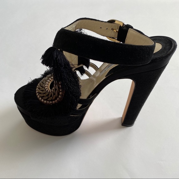 Brian Atwood Blanco Fringe & Chaintrimmed Sandals - Picture 6 of 7